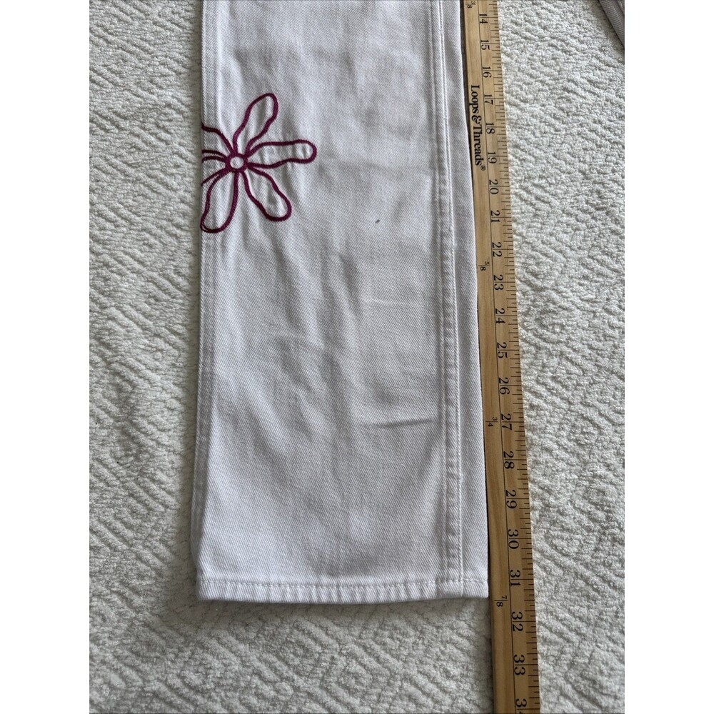 PacSun Women's Low Rise Carpenter Pants Size 22 Embroidered White Cotton - Picture 8 of 12